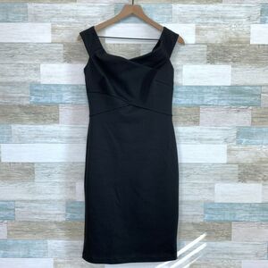 WHBM Instantly Slimming Sheath Dress Black Off The Shoulder Stretch Womens 8
